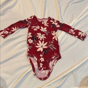 Carter's Red Floral Long Sleeve One Piece